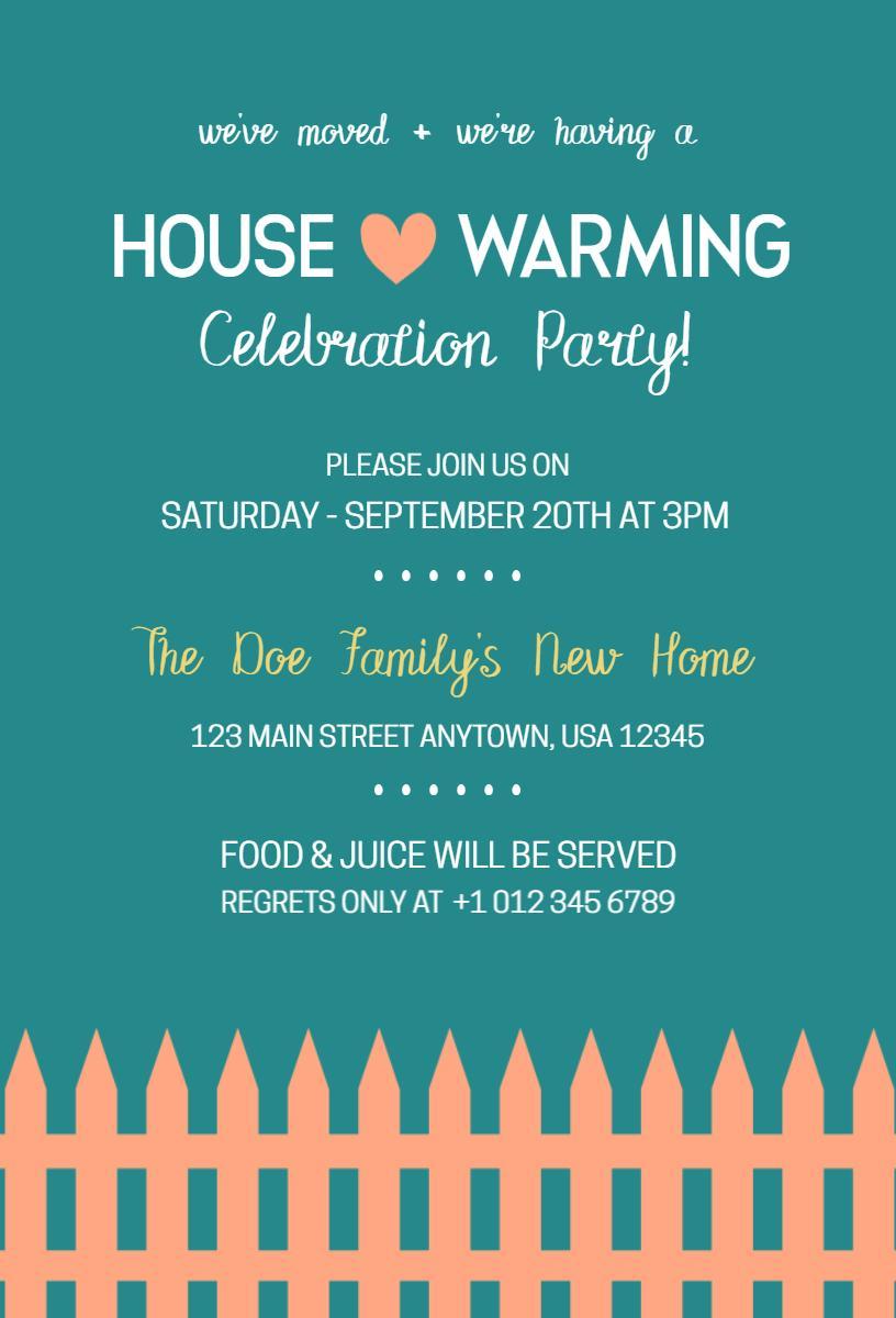 Warmhearted New Home Housewarming Celebration Invitation Template