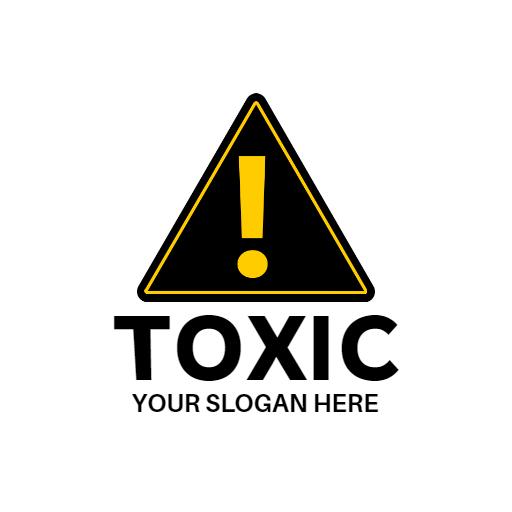 Warning Triangle in Black and Yellow Toxic Logo Template