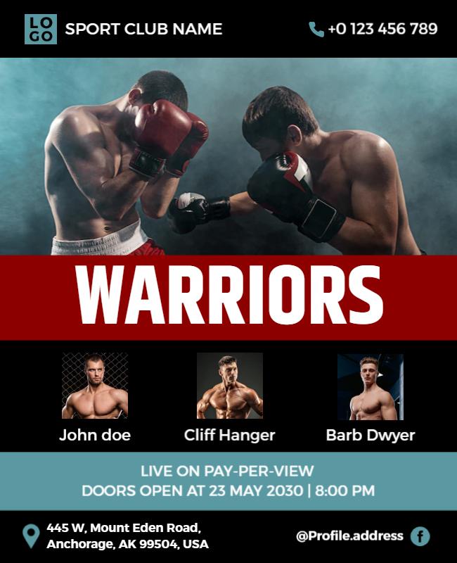 Warrior Boxing Match Event Flyer Template