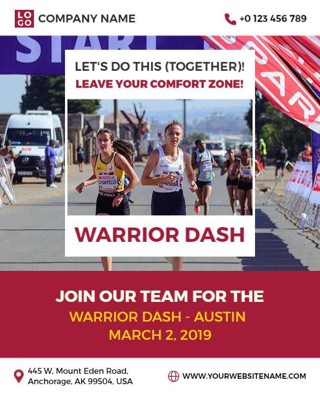 Warrior Dash Team Event Flyer Template