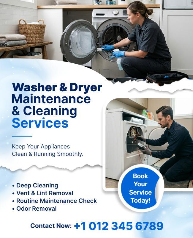 Washer and Dryer Maintenance Cleaning Services Poster Template