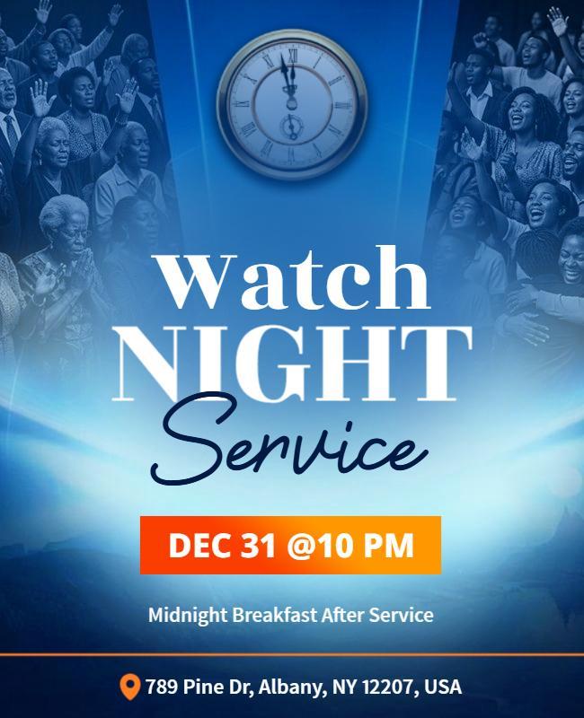 Watch Night Service Event Poster Template