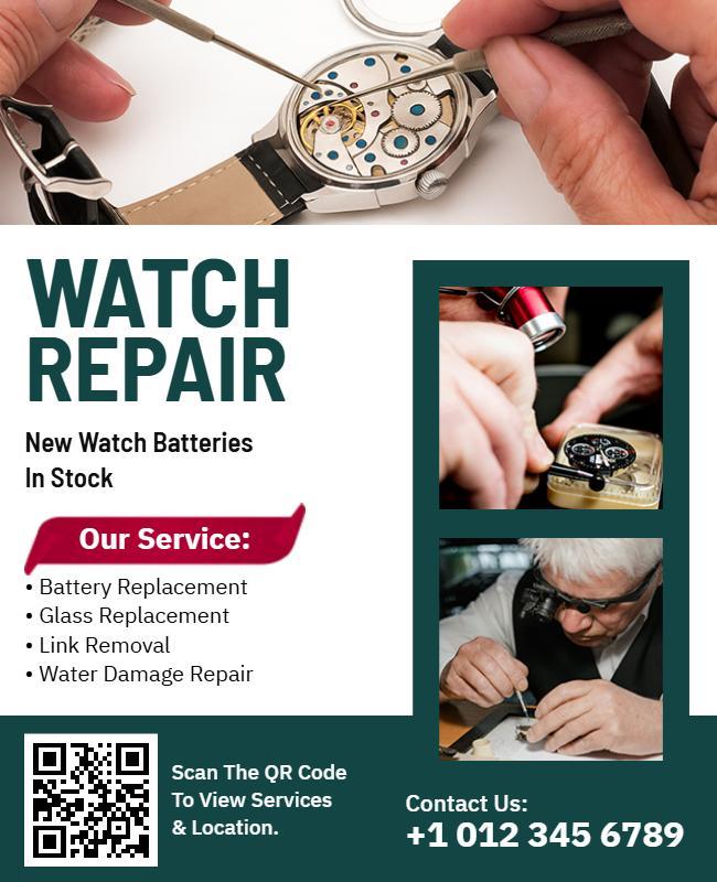 Watch Repair Service Promotional Flyer Template