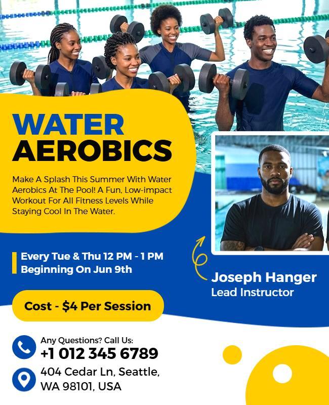 Water Aerobics Fitness Flyer Template