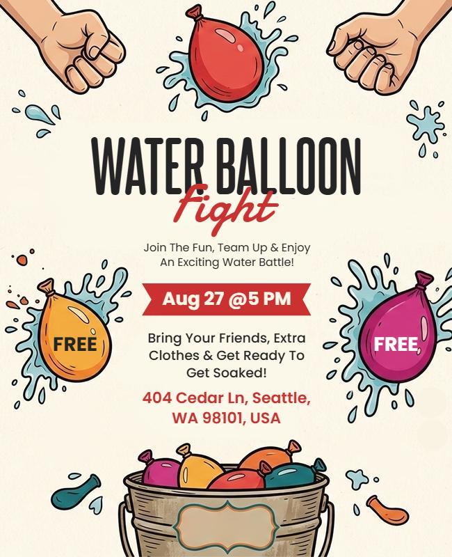 Water Balloon Fight Event Flyer Template