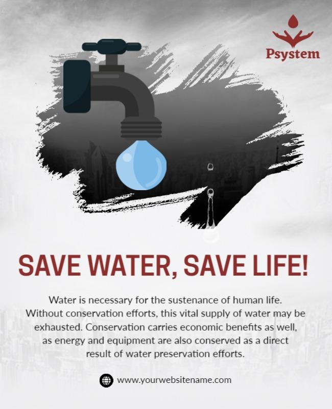 Water Conservation Awareness Save Water Life Poster Template