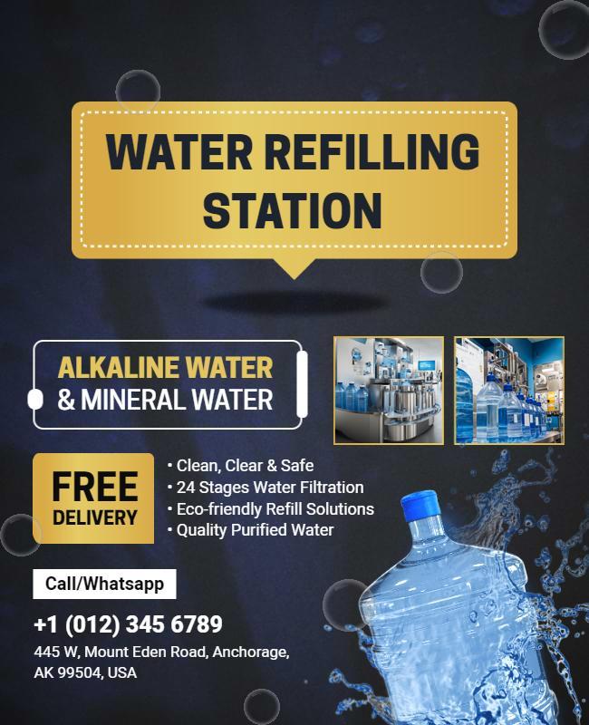 Water Refilling Station Services Flyer Template