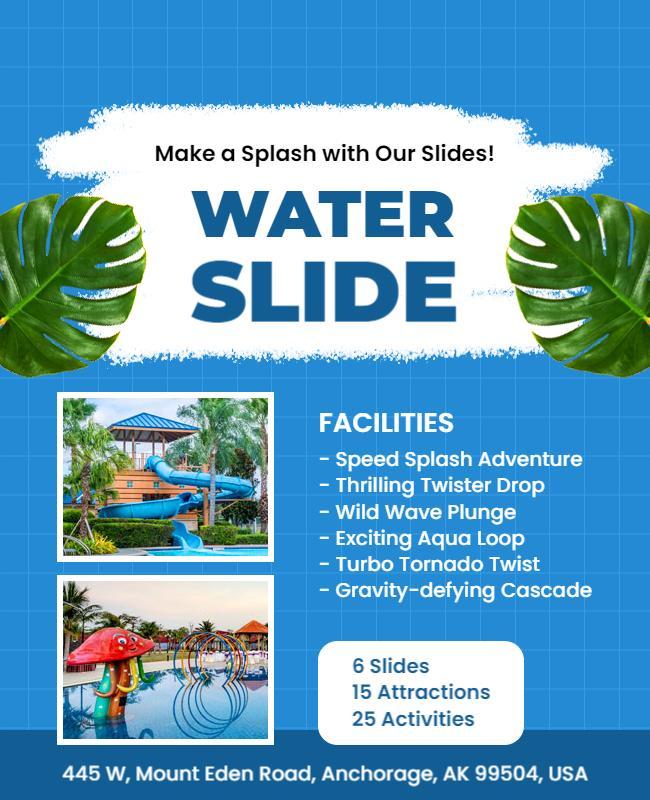 Water Slide Adventure Park Facilities Flyer Template