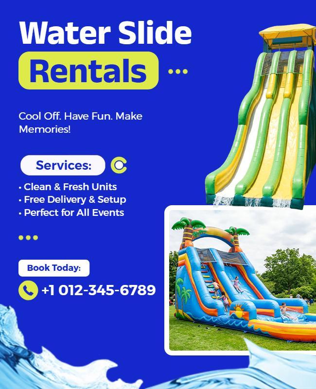 Water Slide Rentals Promotional Flyer Template
