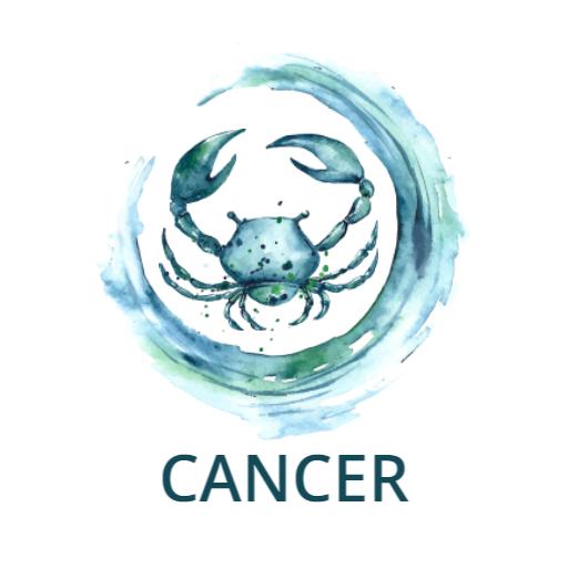 Watercolor Design of Cancer Zodiac Sign with Crab Logo Template