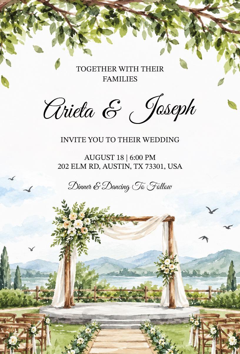 Watercolor Outdoor Wedding Invitation Template