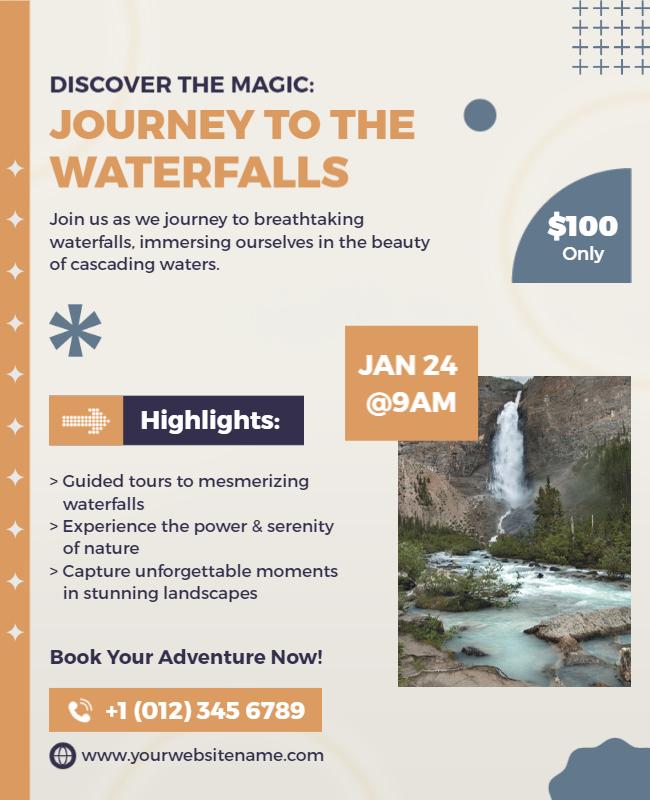 Waterfall Adventure Tour Promotion Flyer Template