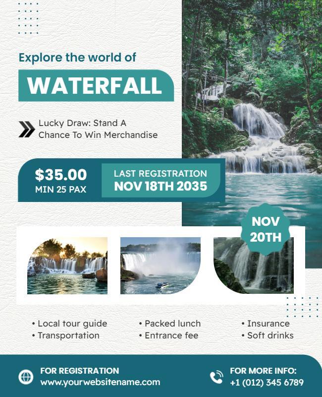 Serene Waterfall Adventure Registration Event Flyer Template