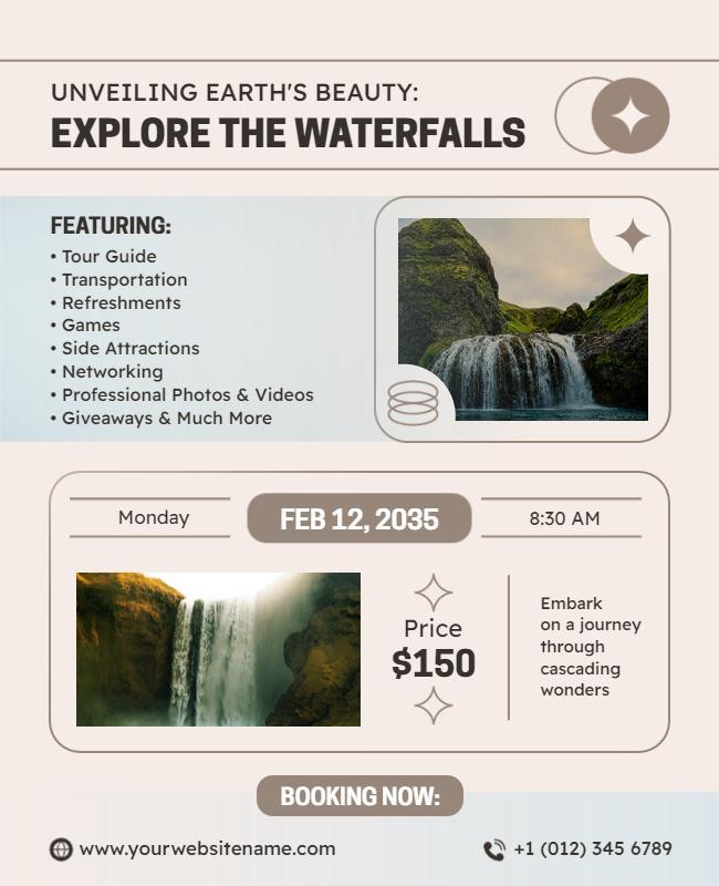 Waterfall Adventure Travel Promotional Flyer Template