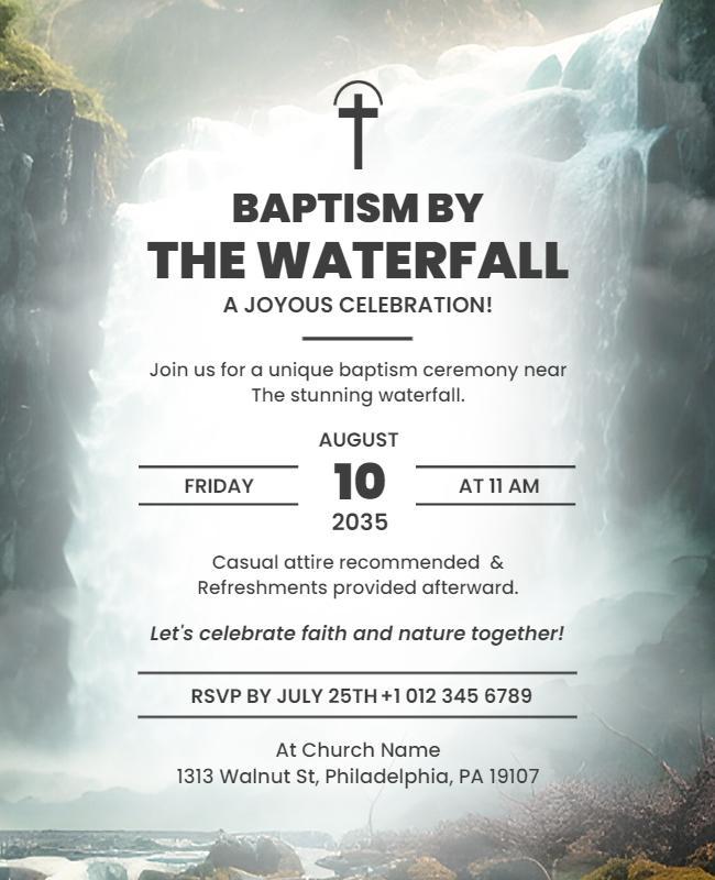 Waterfall Baptism Celebration Event Flyer Template