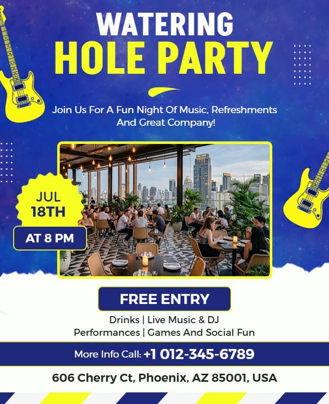 Watering Hole Party Music Event Flyer Template