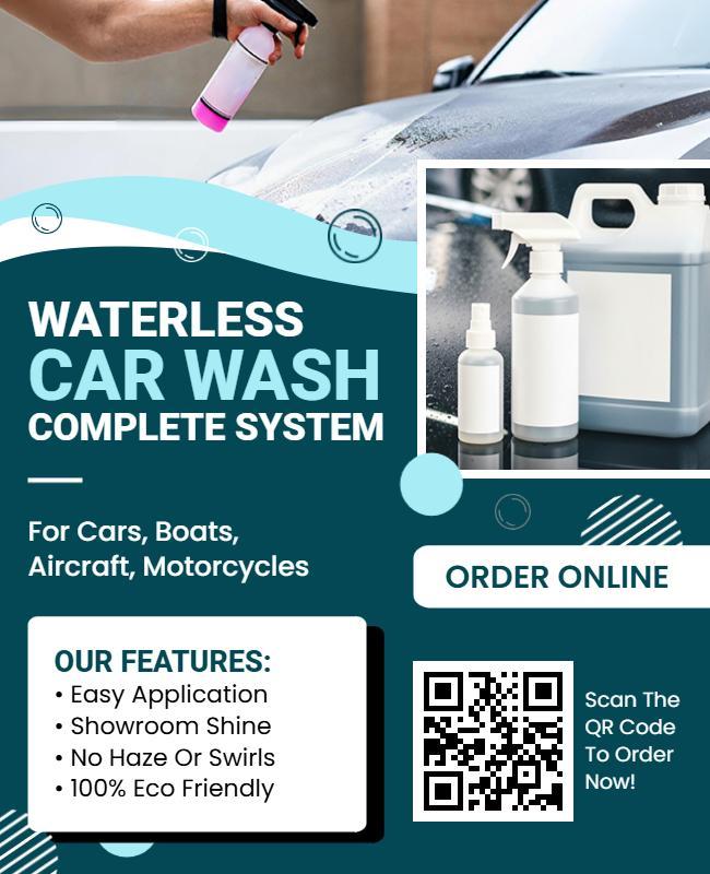 Waterless Car Wash Product Features Overview Flyer Template