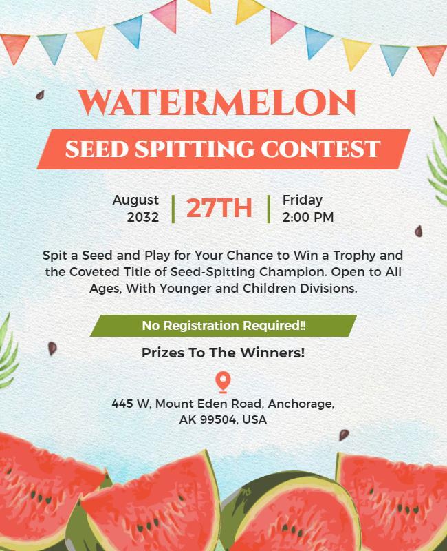 Watermelon Seed Spitting Contest Event Flyer Template