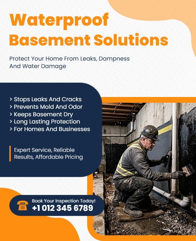 Waterproof Basement Solutions Service Flyer Template