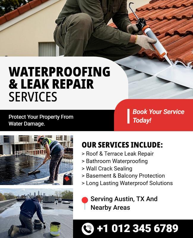 Waterproofing and Leak Repair Service Flyer Template
