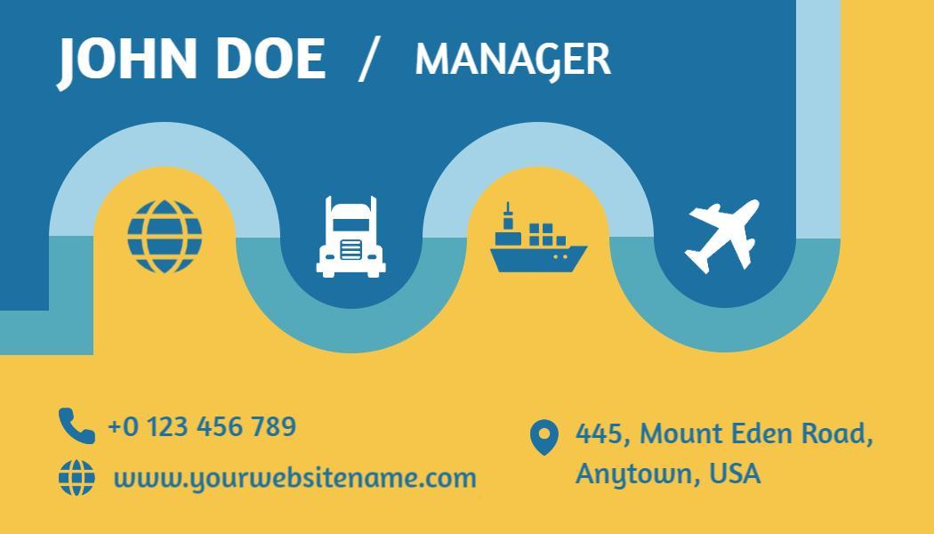 Wave-Inspired Blue Logistics Industry Business Card Template
