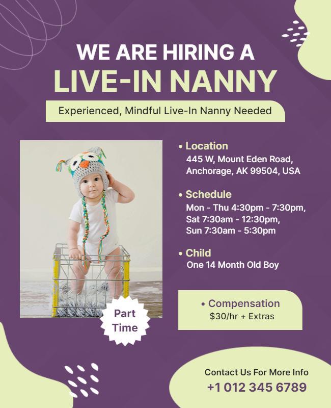 We Are Hiring Live in Nanny Flyer Template