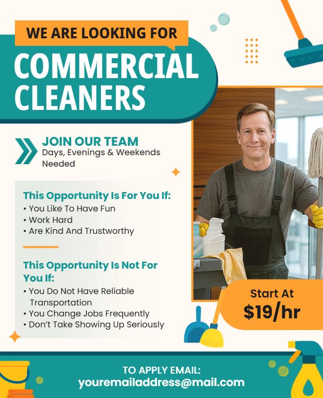 We Are Looking for Commercial Cleaners Flyer Template