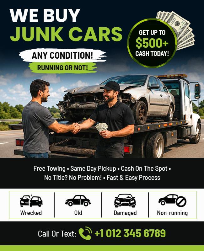 We Buy Junk Cars Flyer Template