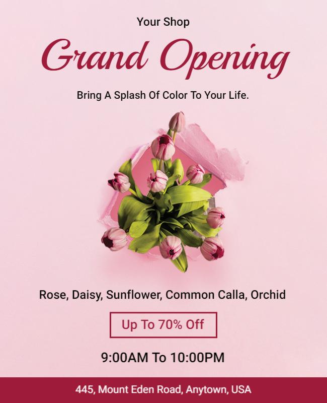 We Peep and Old Brick Grand Opening Pink Flyer Template