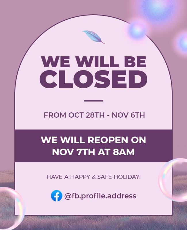 We Will Be Closed Announcement Flyer Template