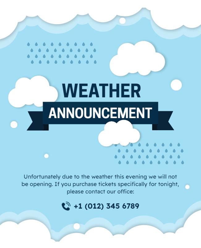 Weather Announcement Closure Notice Flyer Template