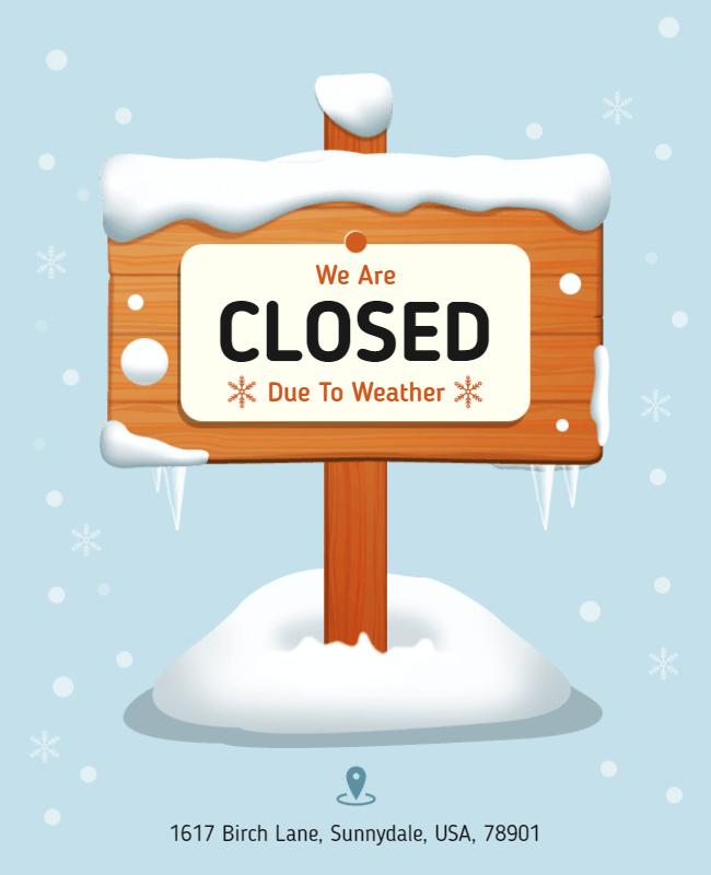 Winter Wonderland Closed Due to Weather Flyer Template