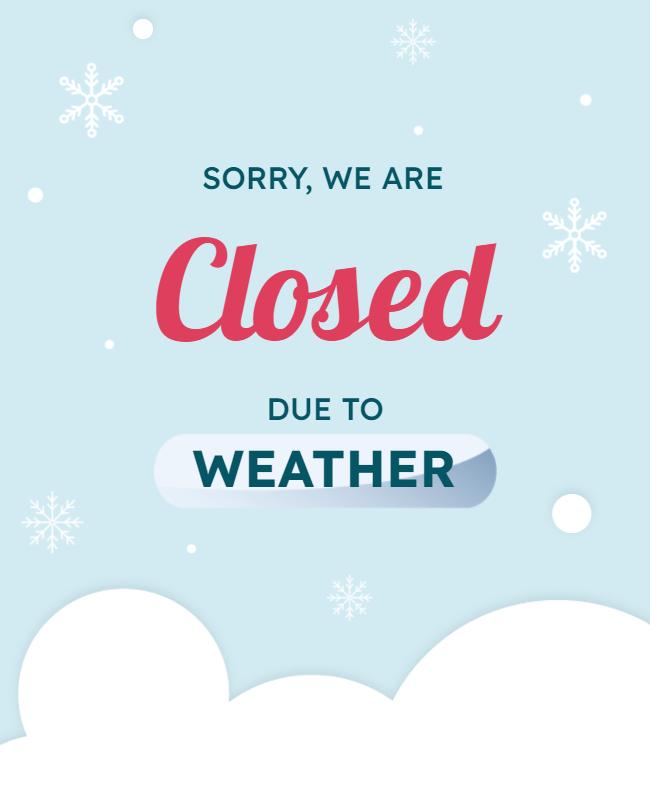 Charming Winter Closed Business Announcement Flyer Template