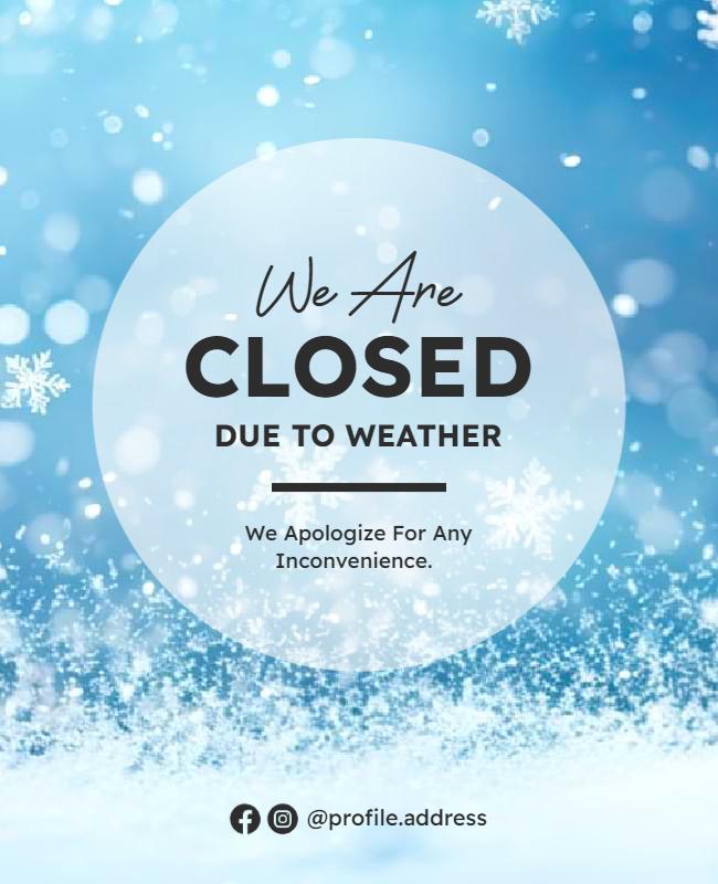 Chilly Blue Winter Weather Closure Notification Flyer Template