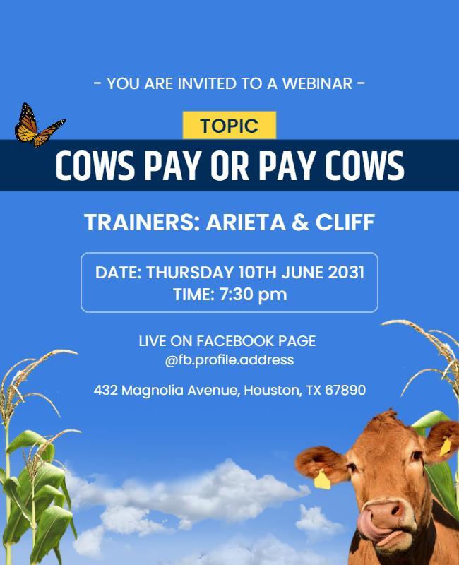 Webinar Invitation with Cow Theme Flyer Template