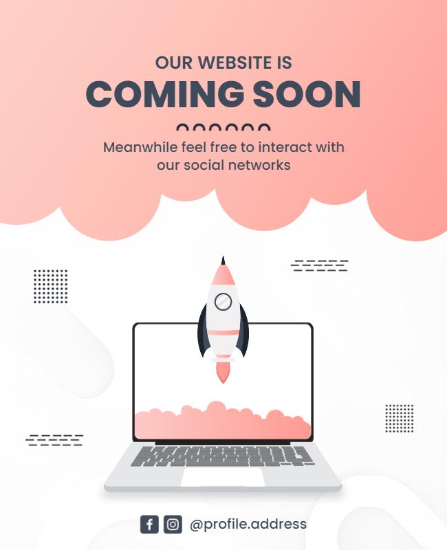 Modern Minimalist Website Coming Soon Announcement Flyer Template