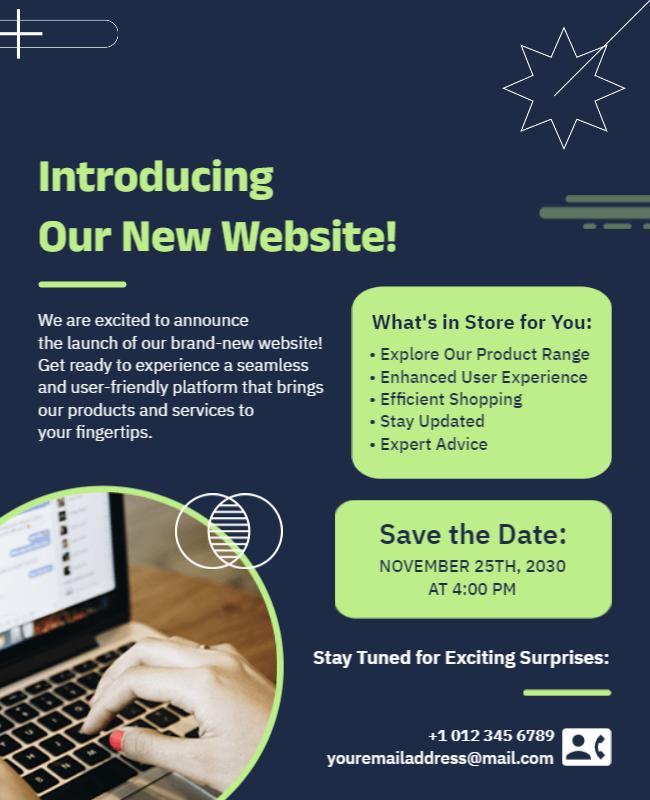 Modern Blue Website Launch Announcement Flyer Template