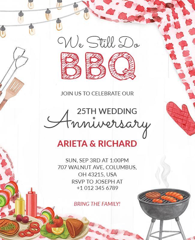 Wedding Anniversary BBQ Celebration Flyer Template