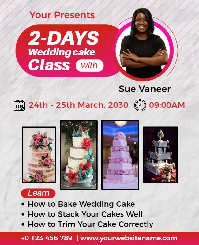 Wedding Cake Baking and Decorating Class Flyer Template