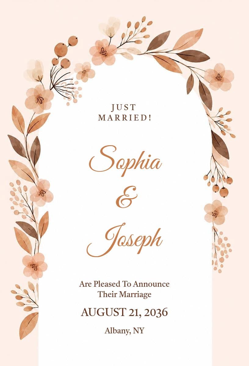 Wedding Celebration Event Announcement Template