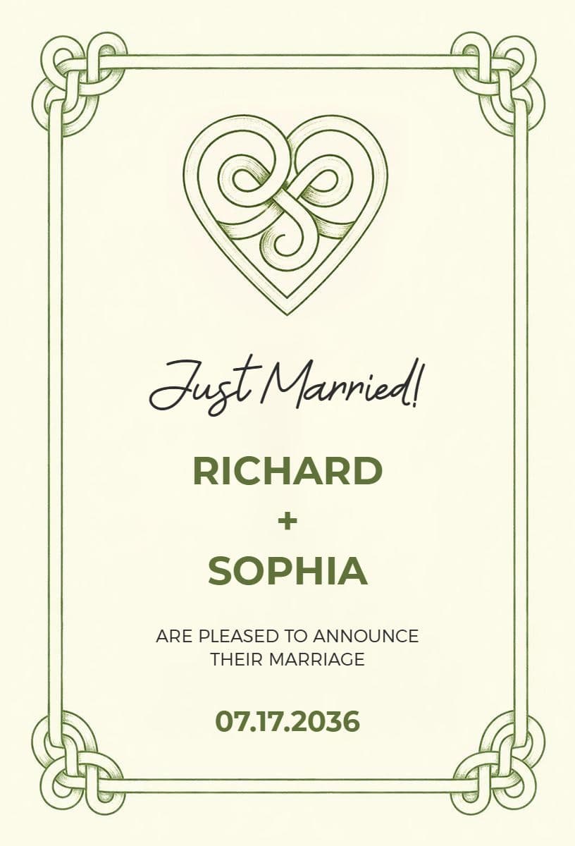Wedding Ceremony Happily Married Announcement Template