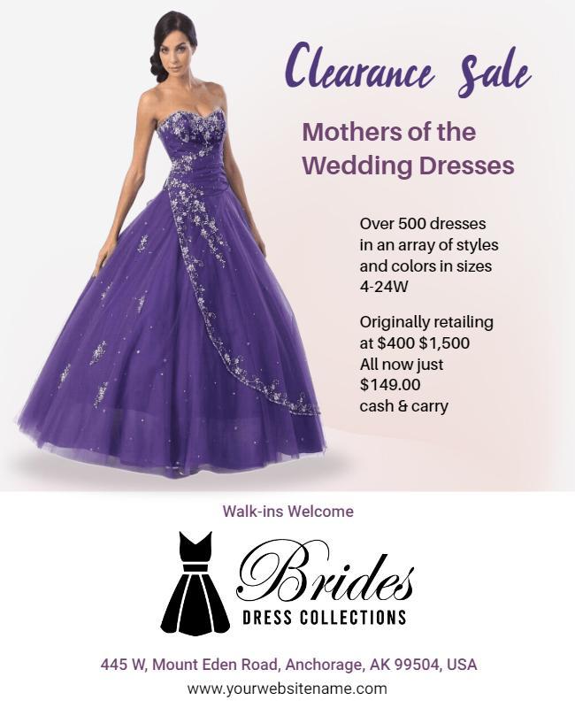 Wedding Dress Clearance Sale Flyer Template