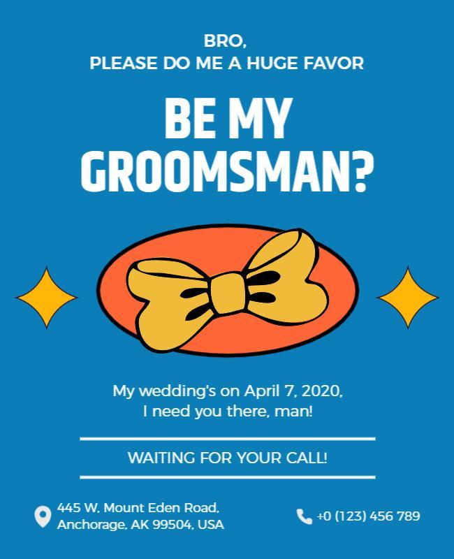 Wedding Groomsman Invitation Flyer Template