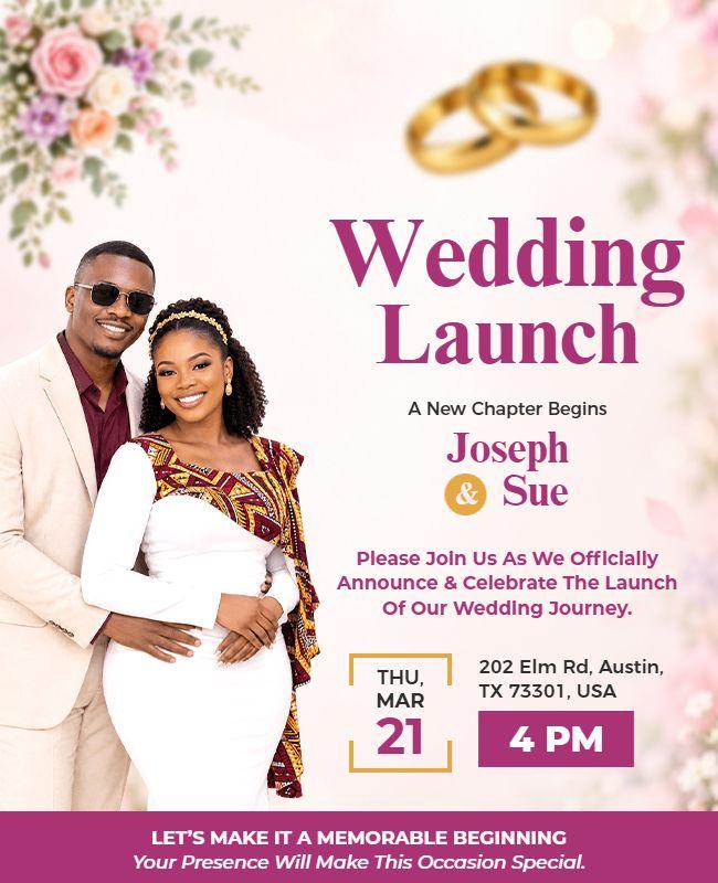 Wedding Launch Celebration Invitation Flyer Template