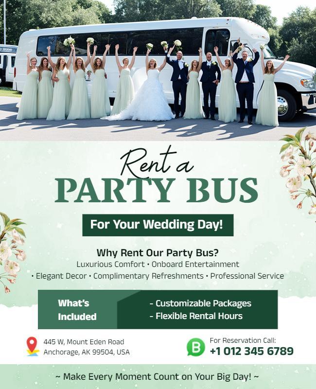 Wedding Party Bus Rental Service Flyer Template