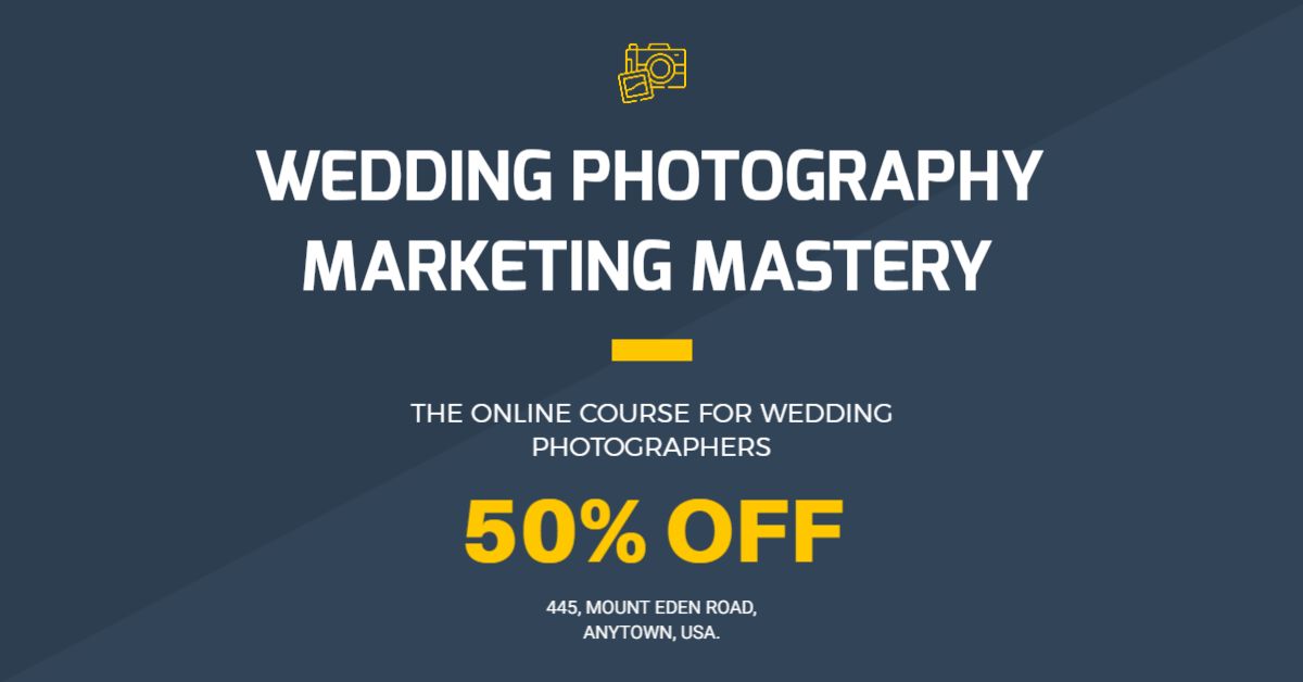 Wedding Photography Marketing Mastery Course Discount Banner Template