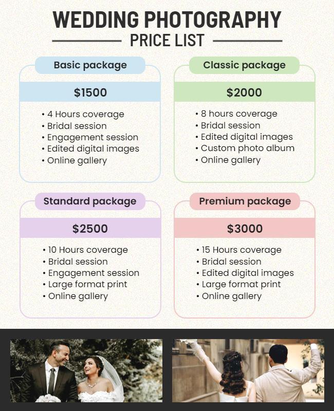 Wedding Photography Pricing Packages Flyer Template