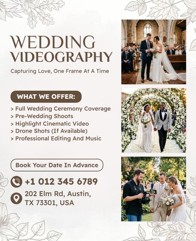 Wedding Videography Services Promotional Flyer Template
