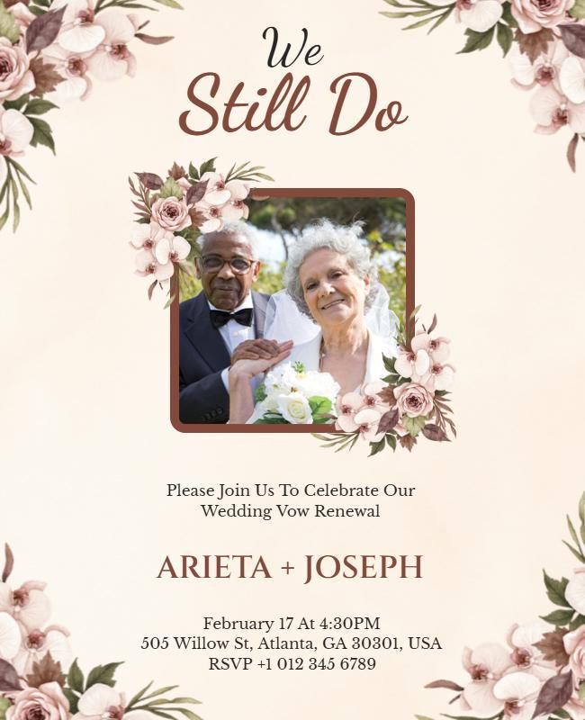 Wedding Vow Renewal Invitation Flyer Template