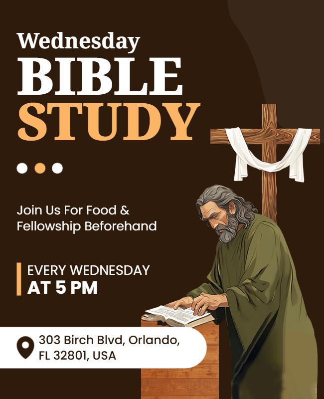 Wednesday Bible Study Meeting Flyer Template